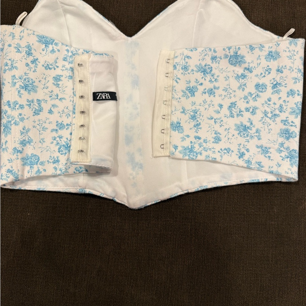 Zara Blue Floral Corset Crop Top - Picture 5 of 5